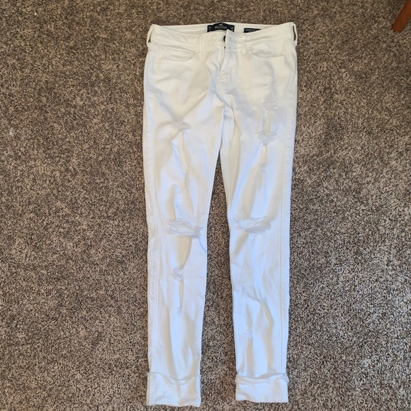 Hollister White Distressed Skinny Jeans - Picture 2 of 5